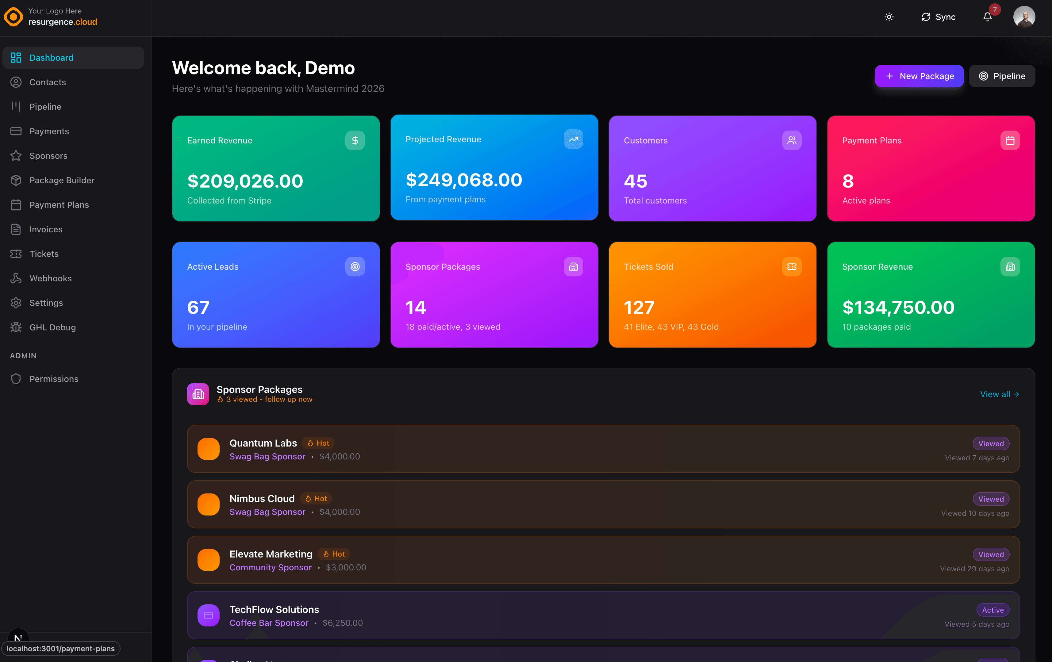 GHL Stripe Dashboard